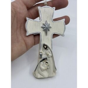 Christmas ornament St Nicholas Square Cross with nativity scene